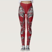 Edgy Skull Pattern | Grey Skulls on Red Leggings (Vorderseite)