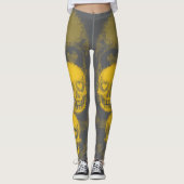 Edgy Skull Pattern | Yellow and Grey Leggings (Vorderseite)