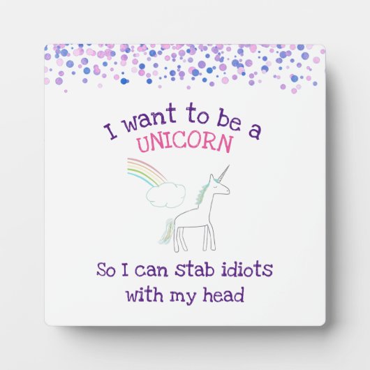 Edgy Unicorn mit Rainbow und Confetti Funny Fotoplatte (Vorderseite)