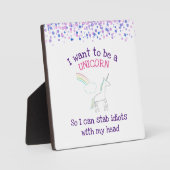 Edgy Unicorn mit Rainbow und Confetti Funny Fotoplatte (Vorderseite)