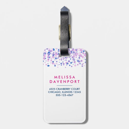 Edgy Unicorn mit Rainbow und Confetti Funny Gepäckanhänger (Rückseite vertikal)