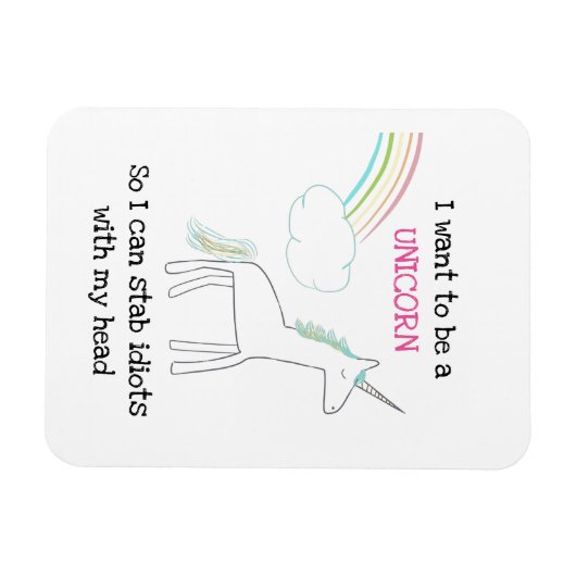 Edgy Unicorn mit Rainbow und Confetti Funny Magnet (Horizontal)