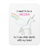 Edgy Unicorn mit Rainbow und Confetti Funny Magnet (Vertikal)