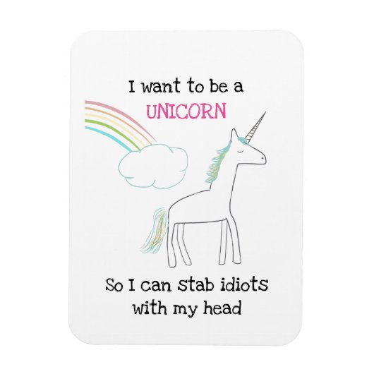 Edgy Unicorn mit Rainbow und Confetti Funny Magnet (Vertikal)