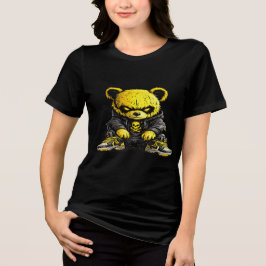 Edgy Yellow Bear Street Style Graphic T-Shirt Tri-Blend Shirt
