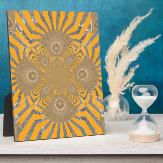 Edgy Zebra Elegante: Eine goldene gelbe Printwerbu Fotoplatte (Seite)