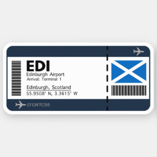 EDI Edinburgh Boarding Pass - Schottland Ticket Aufkleber