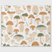 Edible Mushrooms seamless pattern. Linocut old sty Geschenkpapier (Flach)