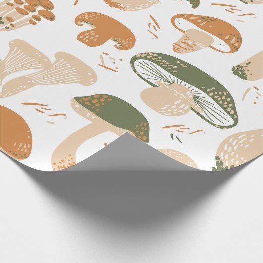 Edible Mushrooms seamless pattern. Linocut old sty Geschenkpapier (Ecke)