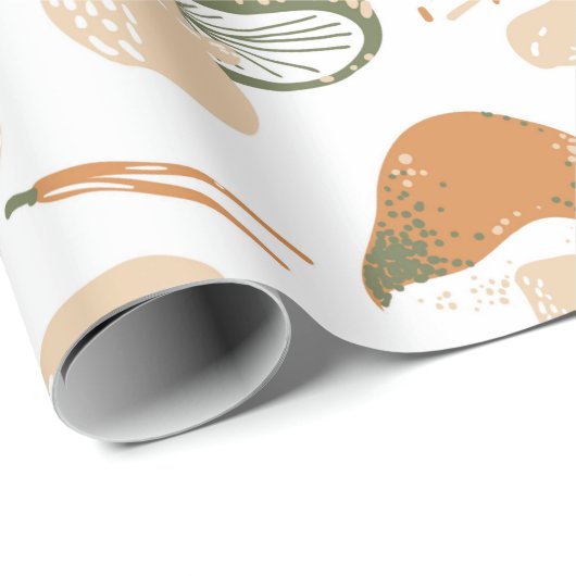 Edible Mushrooms seamless pattern. Linocut old sty Geschenkpapier (Rolleneckpunkt)