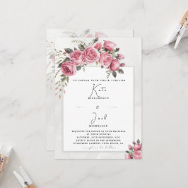 Edierbare Brautrosen-Blumenrahmen-Hochzeit Einladung