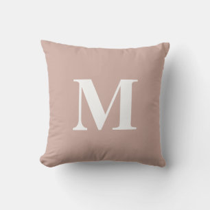 Edierbare Farbe Rosé Weiß Monogramm Initiale Kissen