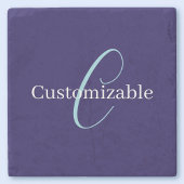 Edierbare kursive Schriftmonogramm Purpurblau Steinuntersetzer