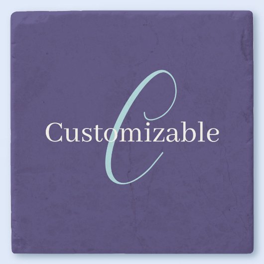 Edierbare kursive Schriftmonogramm Purpurblau Steinuntersetzer