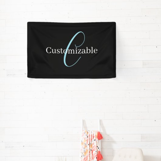 Edierbare kursive Schriftmonogramm Schwarz Blau We Banner (InSitu)