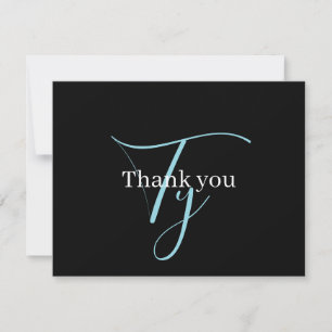 Edierbare kursive Schriftmonogramm Schwarz Blau We Dankeskarte