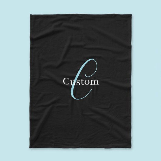 Edierbare kursive Schriftmonogramm Schwarz Blau We Fleecedecke