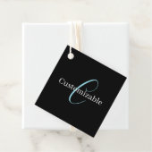 Edierbare kursive Schriftmonogramm Schwarz Blau We Geschenkanhänger (Beispiel)