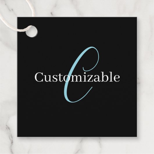 Edierbare kursive Schriftmonogramm Schwarz Blau We Geschenkanhänger (Vorderseite)