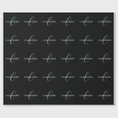 Edierbare kursive Schriftmonogramm Schwarz Blau We Geschenkpapier (Flach)