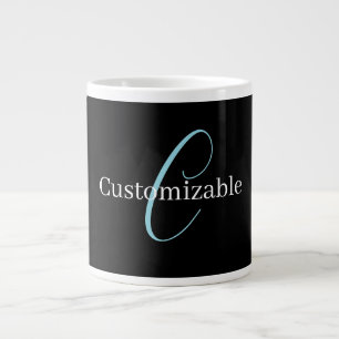 Edierbare kursive Schriftmonogramm Schwarz Blau We Jumbo-Tasse