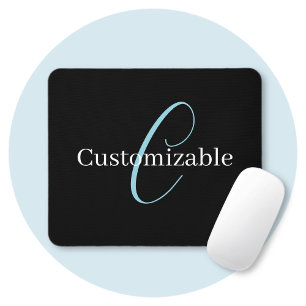 Edierbare kursive Schriftmonogramm Schwarz Blau We Mousepad