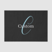 Edierbare kursive Schriftmonogramm Schwarz Blau We Seidenpapier (Vorderseite)