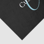 Edierbare kursive Schriftmonogramm Schwarz Blau We Seidenpapier (Ausschnitt)