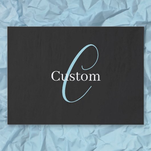 Edierbare kursive Schriftmonogramm Schwarz Blau We Seidenpapier