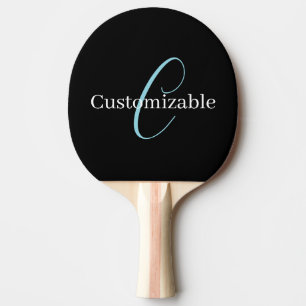 Edierbare kursive Schriftmonogramm Schwarz Blau We Tischtennis Schläger