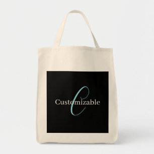 Edierbare kursive Schriftmonogramm Schwarz Blau We Tragetasche