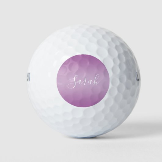 Edierbares Soft Mauve Ombre & Weiß-Text-Skript Golfball (Vorderseite)
