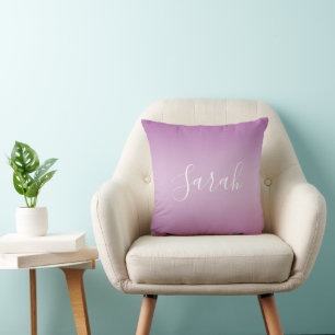 Edierbares Soft Mauve Ombre & Weiß-Text-Skript Kissen