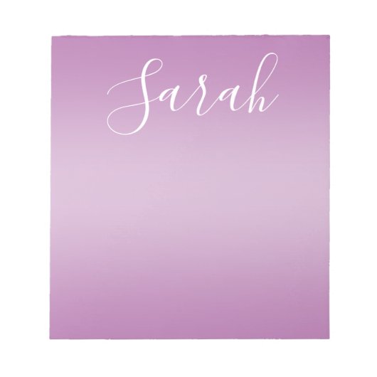 Edierbares Soft Mauve Ombre & Weiß-Text-Skript Notizblock (Vorderseite)