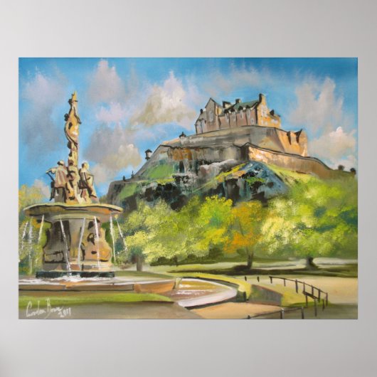 Edinburgh Burg Ölgemälde Gordon Bruce Art Poster (Vorne)
