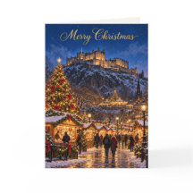 Edinburgh Castle Frohe Weihnachten Feiertagskarte