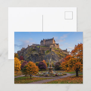Edinburgh Castle im herbstlichen Gold Postkarte