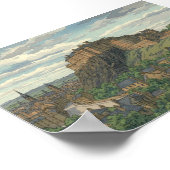 Edinburgh Castle Japanese Woodblock Print Poster (Ecke)