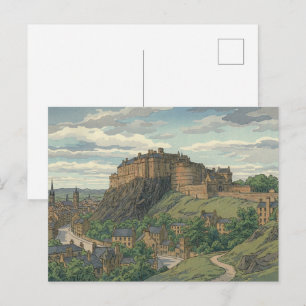 Edinburgh Castle Japanischer Holzschnitt Postkarte