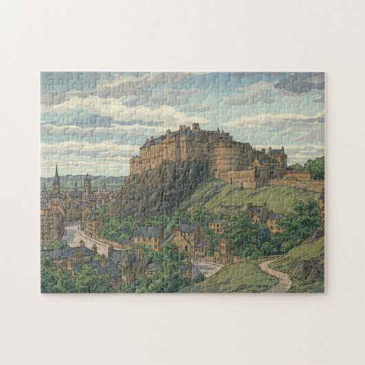 Edinburgh Castle Japanischer Holzschnitt Puzzle (Horizontal)
