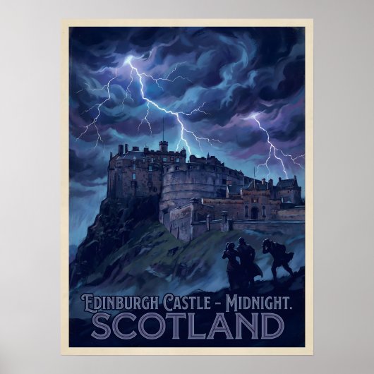 Edinburgh Castle Mitternachtssturm Gothic Reise Poster (Vorne)