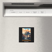 Edinburgh Castle Retro Vintage Travel Magnet (In Situ (Geschirrspüler))