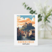 Edinburgh Castle Retro Vintage Travel Postkarte (Stehend Vorderseite)