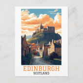 Edinburgh Castle Retro Vintage Travel Postkarte (Vorderseite)