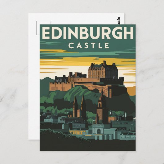 Edinburgh Castle Rock Vintag Retro Postkarte (Vorne/Hinten)
