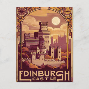 Edinburgh Castle Rock Vintage Retro Postkarte