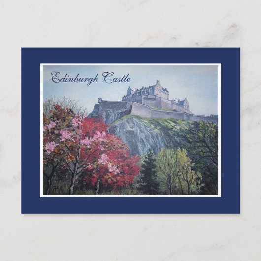 Edinburgh Castle Scotland Gemälde von Pola.B.Alex Postkarte (Vorderseite)