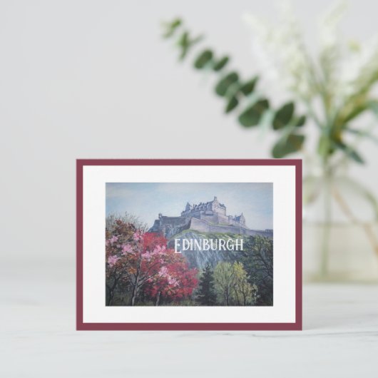 Edinburgh Castle Scotland Gemälde von Pola.B.Alex Postkarte (Stehend Vorderseite)