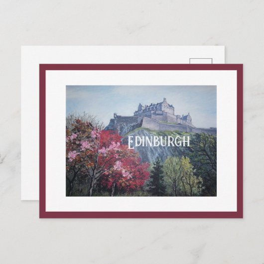 Edinburgh Castle Scotland Gemälde von Pola.B.Alex Postkarte (Vorne/Hinten)