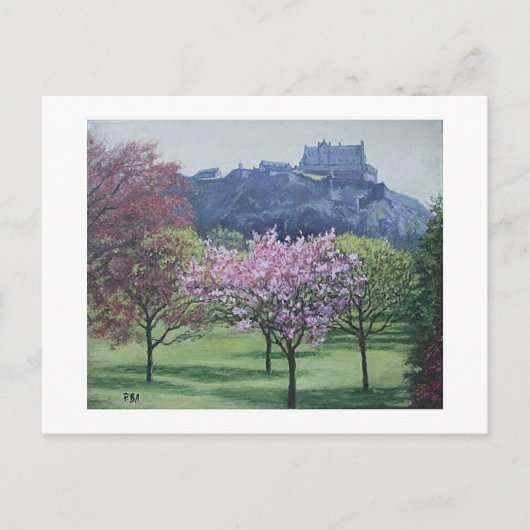 Edinburgh Castle Scotland Gemälde von Pola.B.Alex Postkarte (Vorderseite)